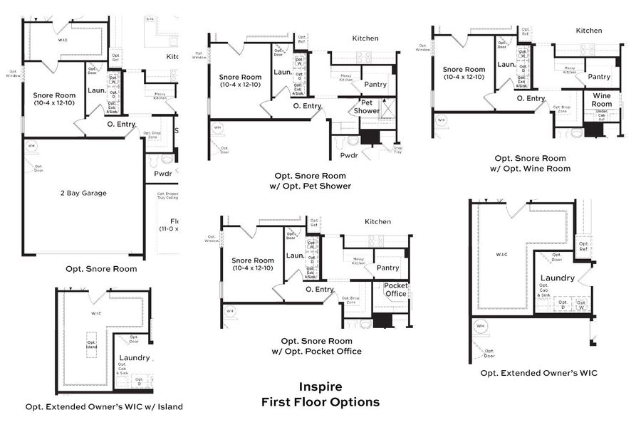 2D floor plan layout for the Inspire by DRB Elevate. in Summerwind Crossing at Lakes of Cane Bay, Summerville, SC (Image 5).