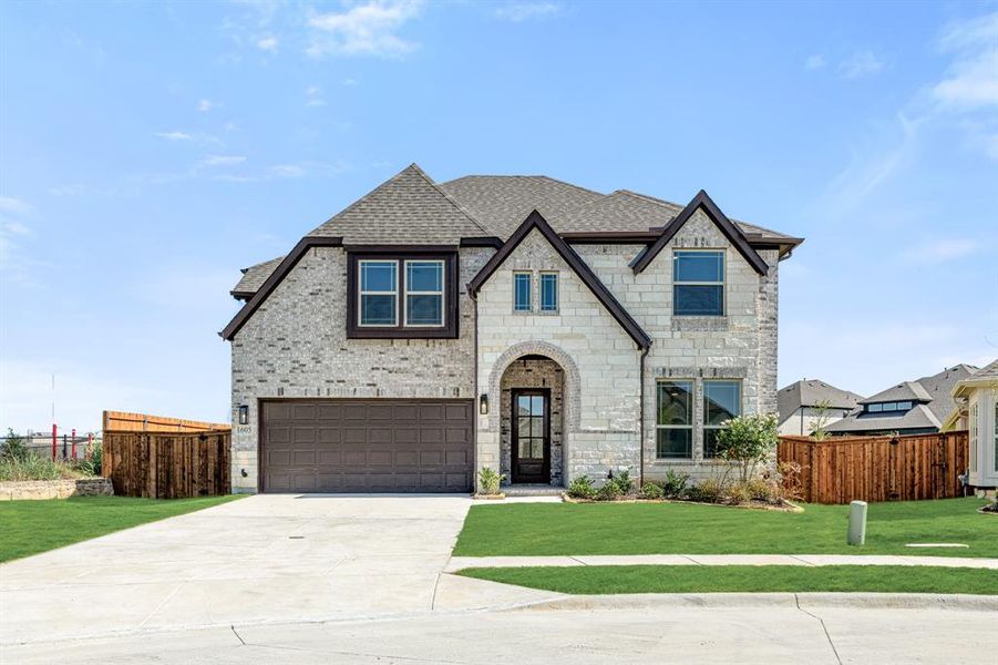 Front exterior of a new home in Willow Wood Classic 50, McKinney, TX, highlighting curb appeal (Image 1).
