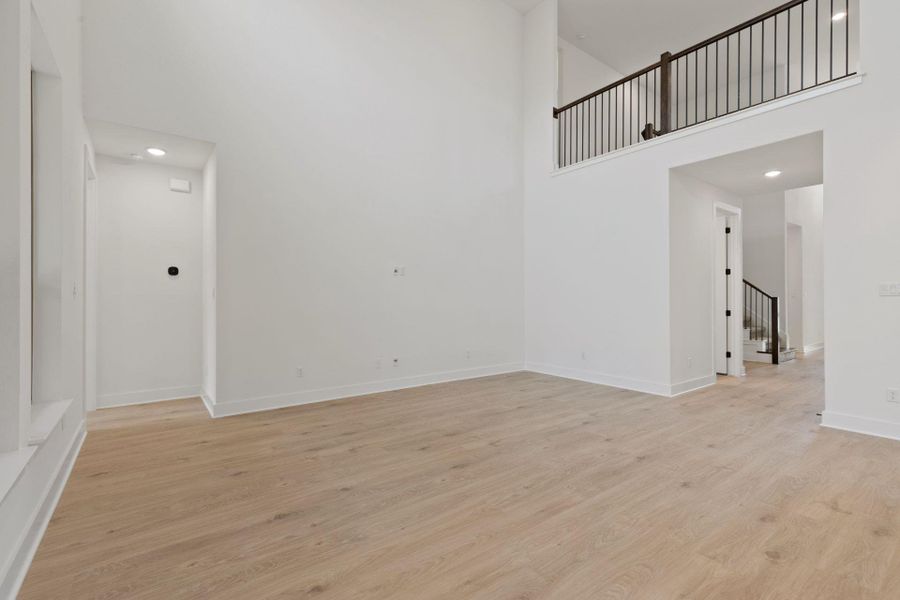 Family Room with soaring ceiling