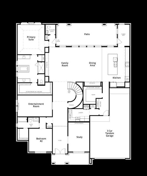 2D floor plan layout for the Shelley by Highland Homes in The Woodlands Hills, Willis, TX (Image 7).