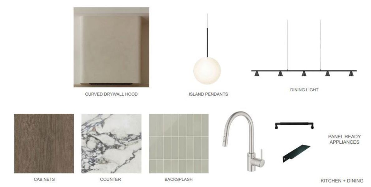 Kitchen and Dining Specifications. Outlining material and fixture selections for the property's kitchen and dining areas