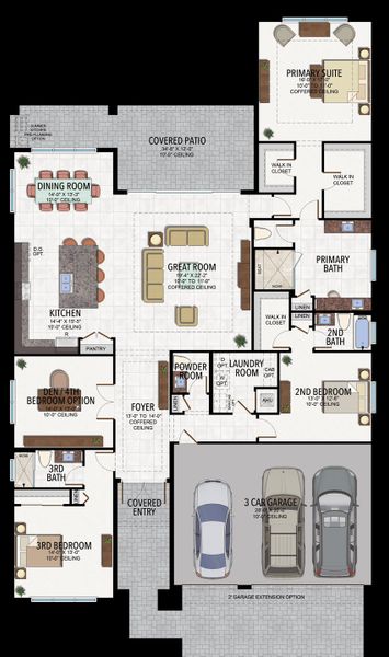 2D floor plan layout for the Amethyst by GL Homes in Valencia Ridge (55+), Wesley Chapel, FL (Image 5).