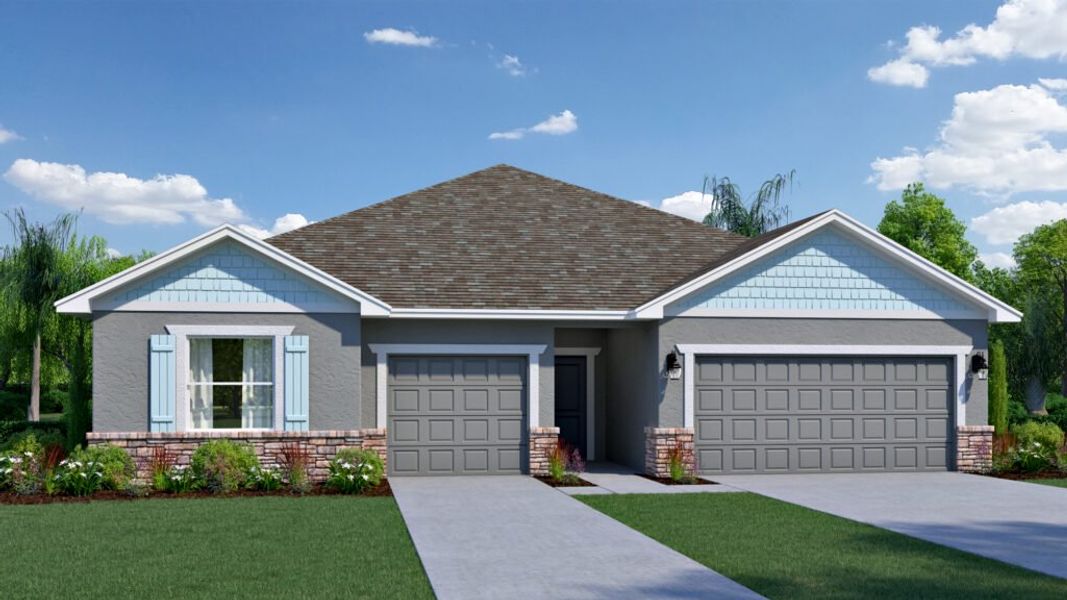 Representative exterior photo of a completed home built from the Symphony by Holiday Builders in Spirit Of Sebastian, Sebastian, FL (Image 4). Representative exterior photo of a completed home built from the Symphony by Holiday Builders in Spirit Of Sebastian, Sebastian, FL (Image 4).