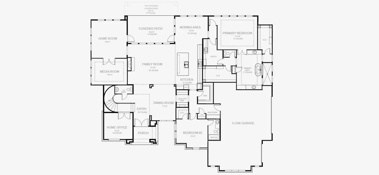 2D floor plan layout for the 4509A by Perry Homes in Creek of Driftwood, Driftwood, TX (Image 3).