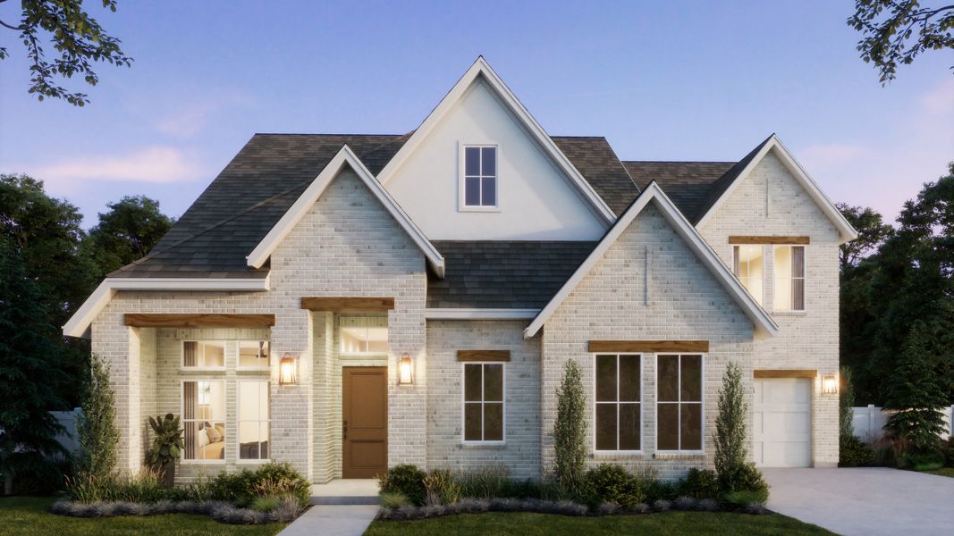 Representative exterior photo of a completed home built from the Kimball by Southgate Homes in Windsong Ranch 71' Series, Prosper, TX (Image 2). Representative exterior photo of a completed home built from the Kimball by Southgate Homes in Windsong Ranch 71' Series, Prosper, TX (Image 2).