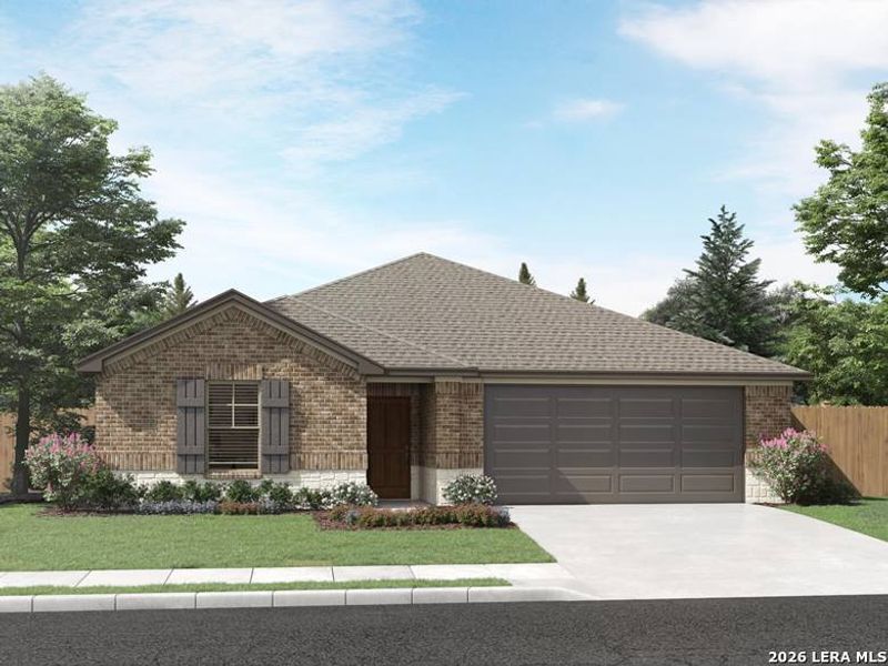 Front exterior of a new home in , Cibolo, TX, highlighting curb appeal (Image 1). Front exterior of a new home in , Cibolo, TX, highlighting curb appeal (Image 1).