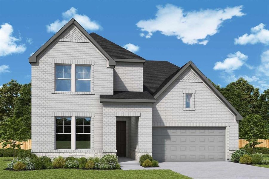 Two-story residence featuring light-colored brick exterior Two-story residence featuring light-colored brick exterior