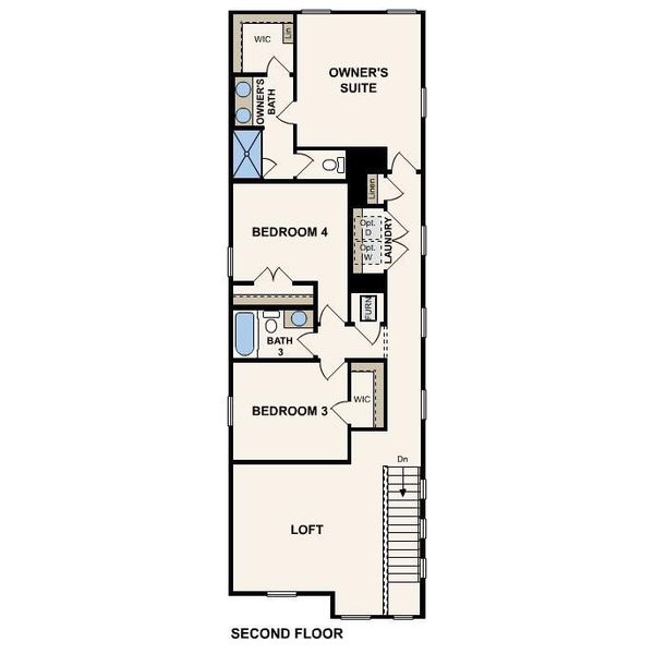 2D floor plan layout of this home in The Hollows at Avery Centre, Round Rock, TX (Image 3).