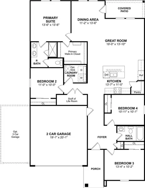 The Goldenrod II floor plan by K. Hovnanian Homes. 1st Floor shown. *Prices, plans, dimensions, features, specifications, materials, and availability of homes or communities are subject to change without notice or obligation.