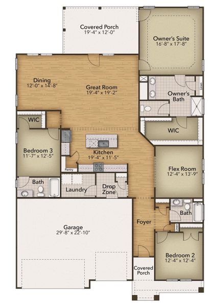 2D floor plan layout for the The Surfrider by Chesapeake Homes in Coastal Club of the Carolinas, Calabash, NC (Image 5).