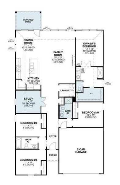 2D floor plan layout of this home in Mobberly Farms, Pilot Point, TX (Image 3).