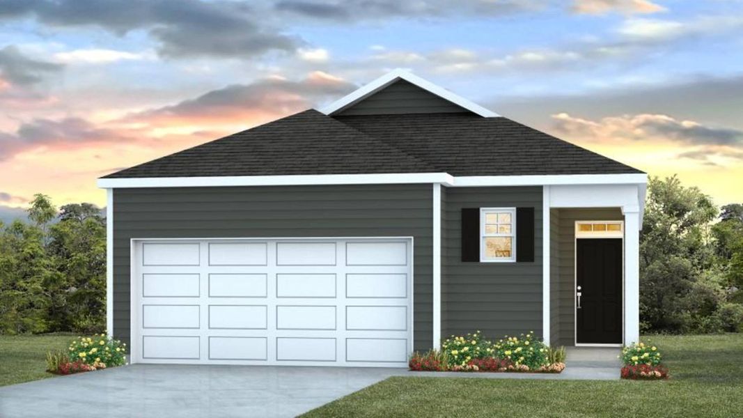 Representative exterior photo of a completed home built from the GLENWOOD by D.R. Horton in Huggins Hill, Manning, SC (Image 1). Representative exterior photo of a completed home built from the GLENWOOD by D.R. Horton in Huggins Hill, Manning, SC (Image 1).