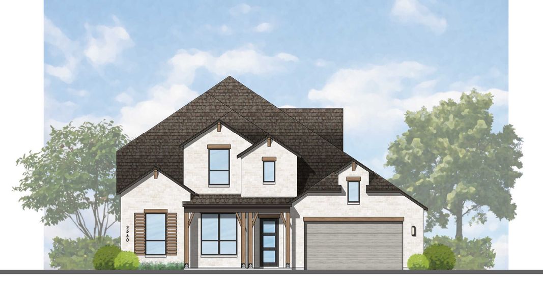 Representative rendering of the exterior for the Telford Plan by Highland Homes (Image 4).