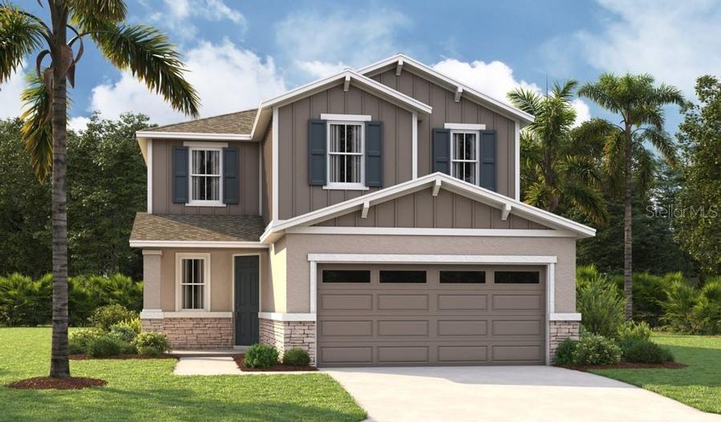 Front exterior of a new home in Seasons at Magnolia Pointe, Umatilla, FL, highlighting curb appeal (Image 1). Front exterior of a new home in Seasons at Magnolia Pointe, Umatilla, FL, highlighting curb appeal (Image 1).