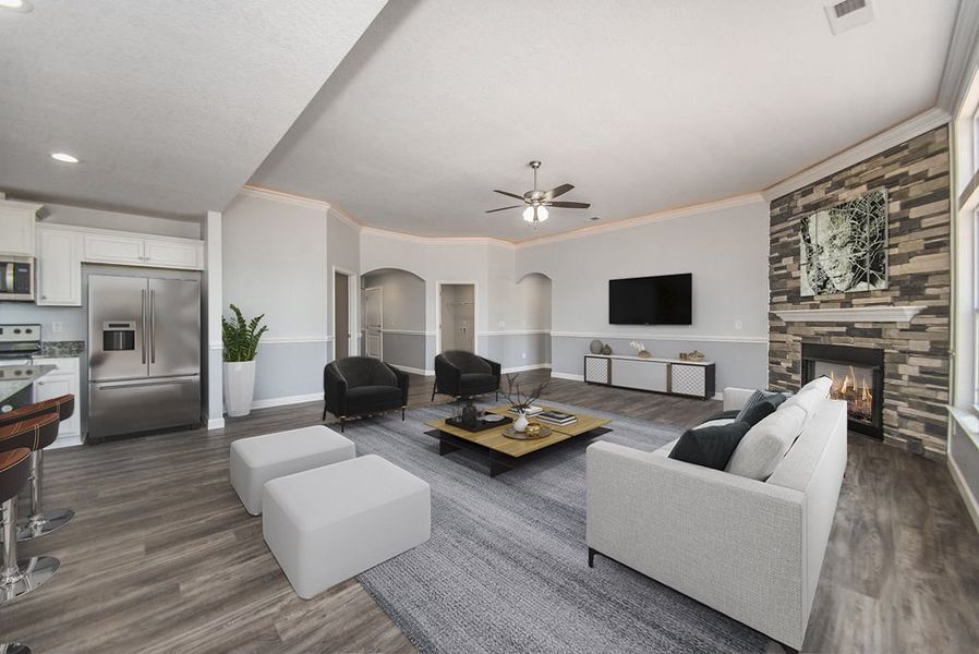 Representative furnished interior of a home built from the Franklin by Enchanted Homes in Fall Creek, Inman (Image 5). Representative furnished interior of a home built from the Franklin by Enchanted Homes in Fall Creek, Inman (Image 5).