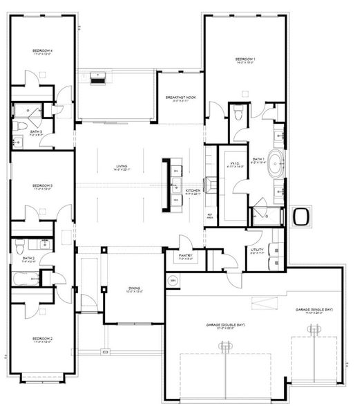 2D floor plan layout of this home in Bella Charca, Nolanville, TX (Image 3).