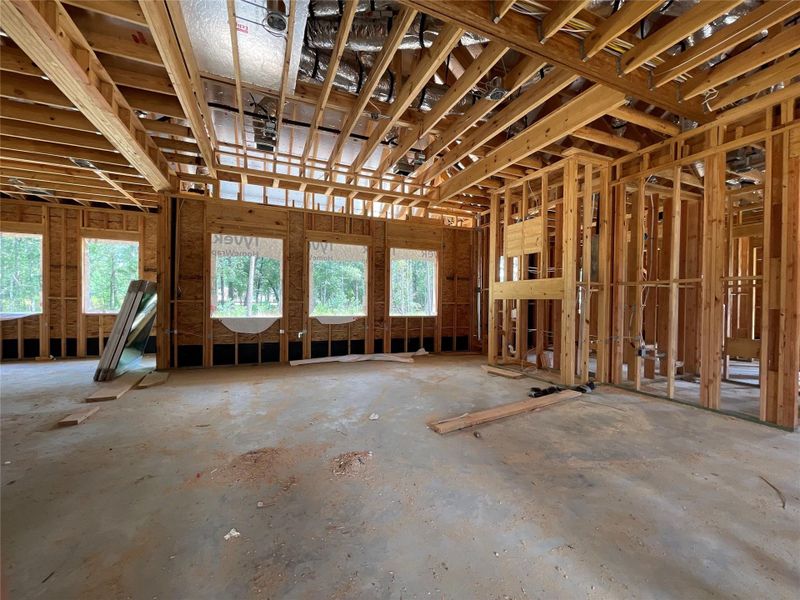 Living room with built in fireplace