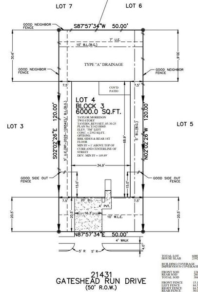 21431 Gateshead Run Drive preliminary plot plan