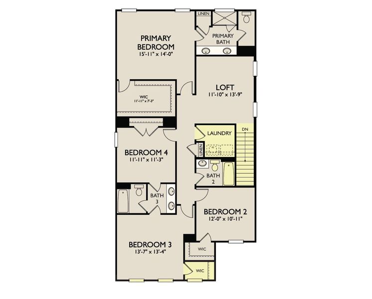 2D floor plan layout of this home in Rowland's Grant, Fuquay Varina, NC (Image 7). 2D floor plan layout of this home in Rowland's Grant, Fuquay Varina, NC (Image 7).