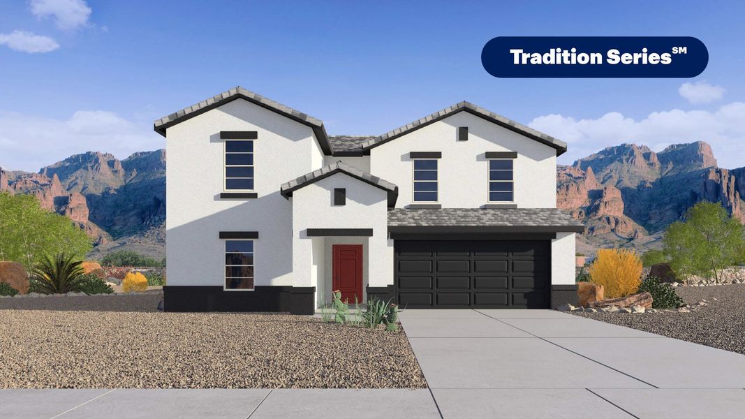 Representative exterior photo of a completed home built from the Ozark by D.R. Horton in Remington, Buckeye, AZ (Image 5). Representative exterior photo of a completed home built from the Ozark by D.R. Horton in Remington, Buckeye, AZ (Image 5).