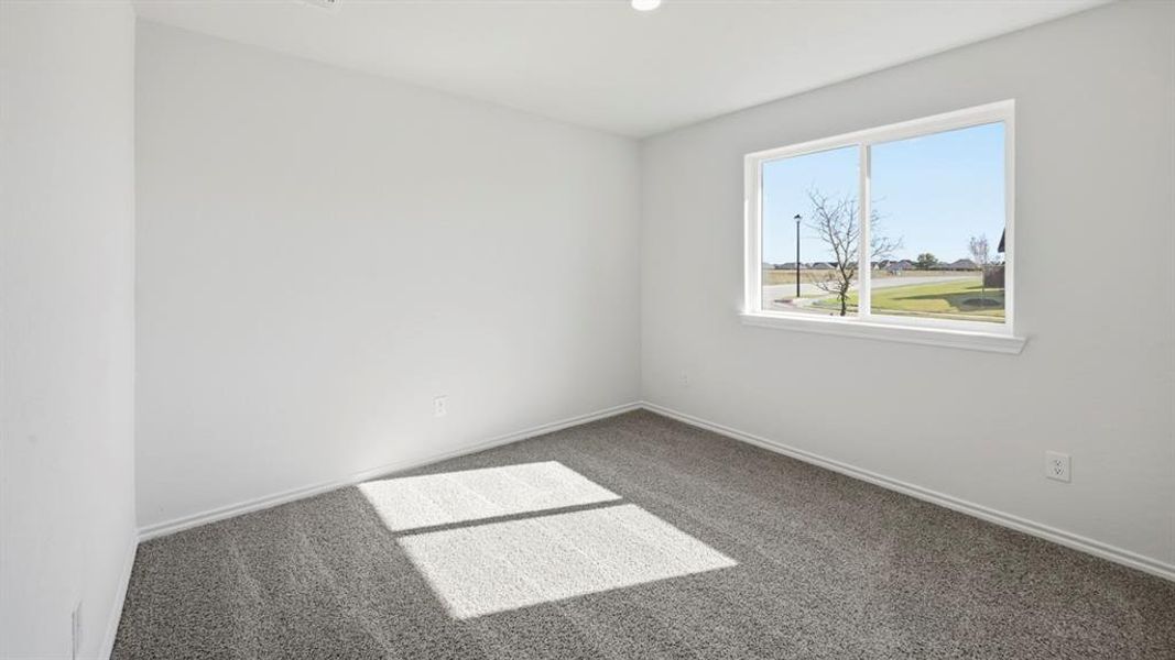 Spare room with carpet flooring and baseboards Spare room with carpet flooring and baseboards