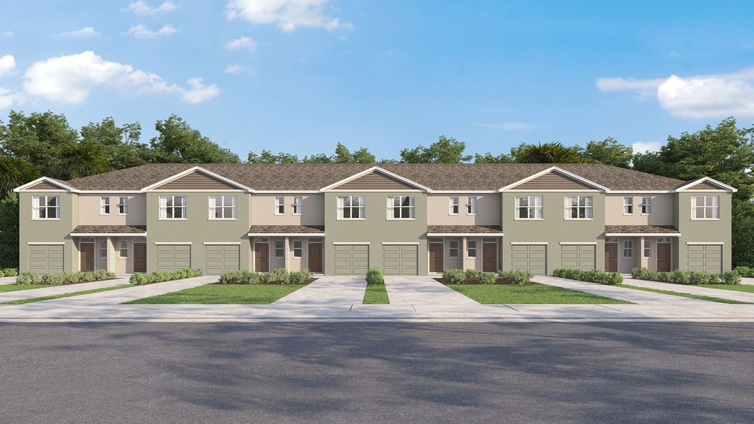 Front exterior of a new home in Westwood, Land O' Lakes, FL, highlighting curb appeal (Image 23).