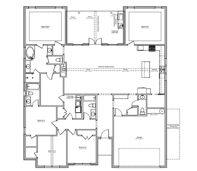 2D floor plan layout for the The Kaylee by Reece Homes in Stella Ranch, Bryan, TX (Image 5).