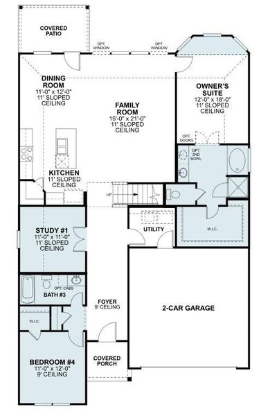 2D floor plan layout of this home in Hallimore Ranch, Rosenberg, TX (Image 4).