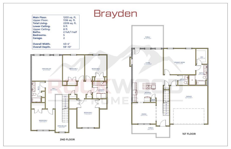 2D floor plan layout for the Brayden by Rockwood Homes in Cherry Fields, Clarksville, TN (Image 3). 2D floor plan layout for the Brayden by Rockwood Homes in Cherry Fields, Clarksville, TN (Image 3).