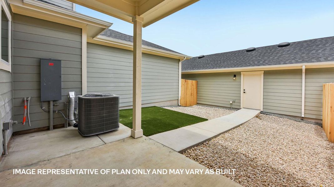 Exterior details and patio area of a home in Avery Centre, Round Rock (Image 2).