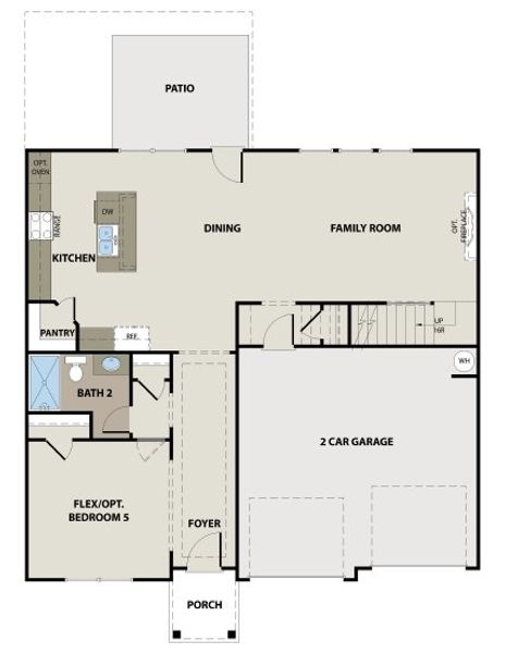 2D floor plan layout for the Montrose by Peachtree Building Group in The Fairways at Mirror Lake, Villa Rica, GA (Image 2).