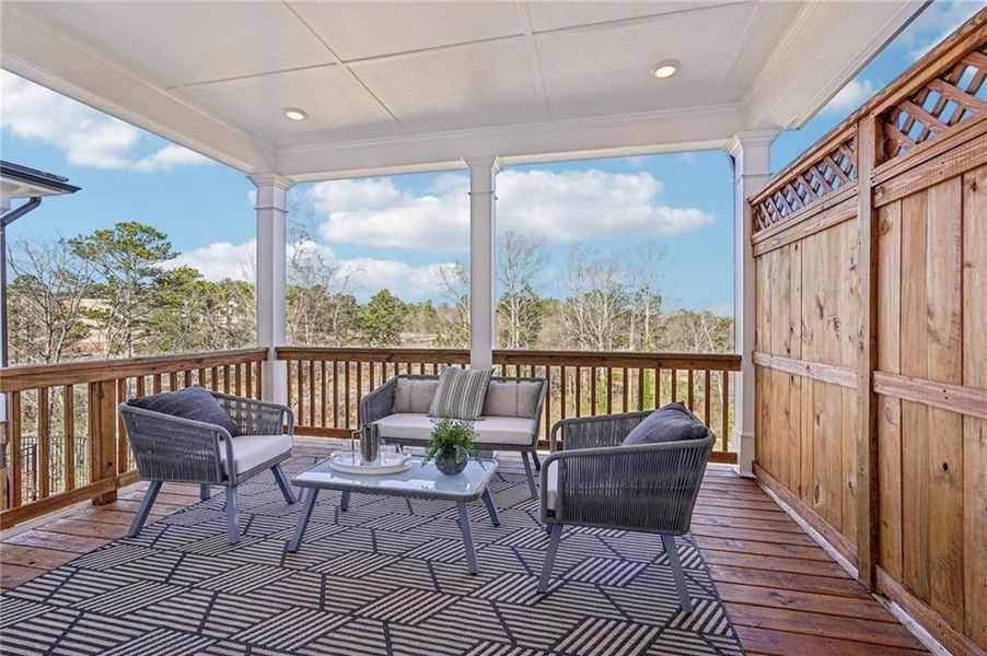Exterior details and patio area of a home in Millcroft Townhomes, Buford (Image 2). Exterior details and patio area of a home in Millcroft Townhomes, Buford (Image 2).