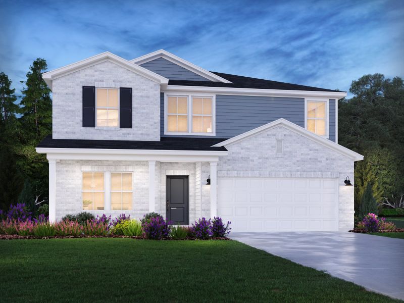 Front exterior of a new home in Mission Hills, La Vergne, TN, highlighting curb appeal (Image 1).