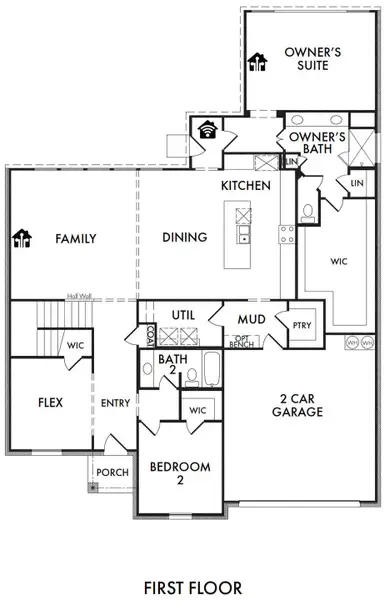 2D floor plan layout for the Radcliffe II by Impression Homes in Mountain Valley Lake, Burleson, TX (Image 3). 2D floor plan layout for the Radcliffe II by Impression Homes in Mountain Valley Lake, Burleson, TX (Image 3).