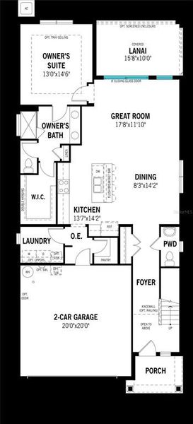 2D floor plan layout of this home in Pasadena Ridge Master, Zephyrhills, FL (Image 3).