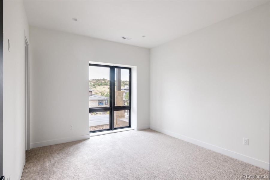 Lower level bedroom with walk-in closet or gym