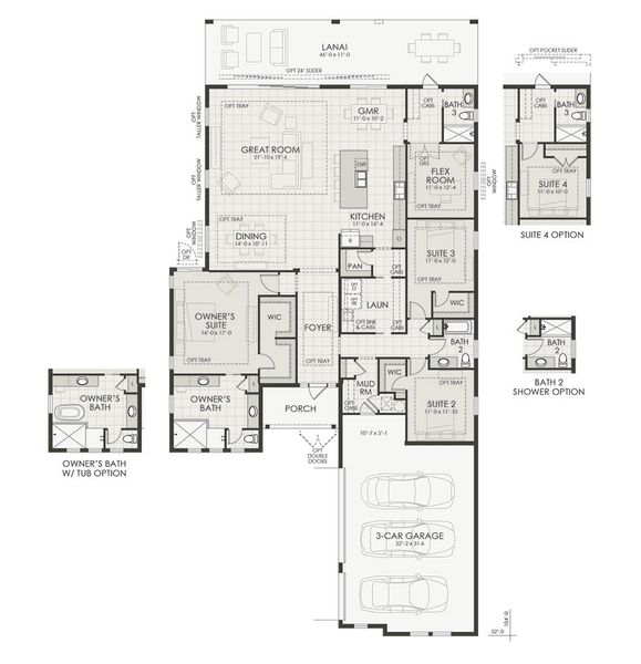 2D floor plan layout for the Camber by Homes by Towne in Shellstone at Waterside, Sarasota, FL (Image 4).