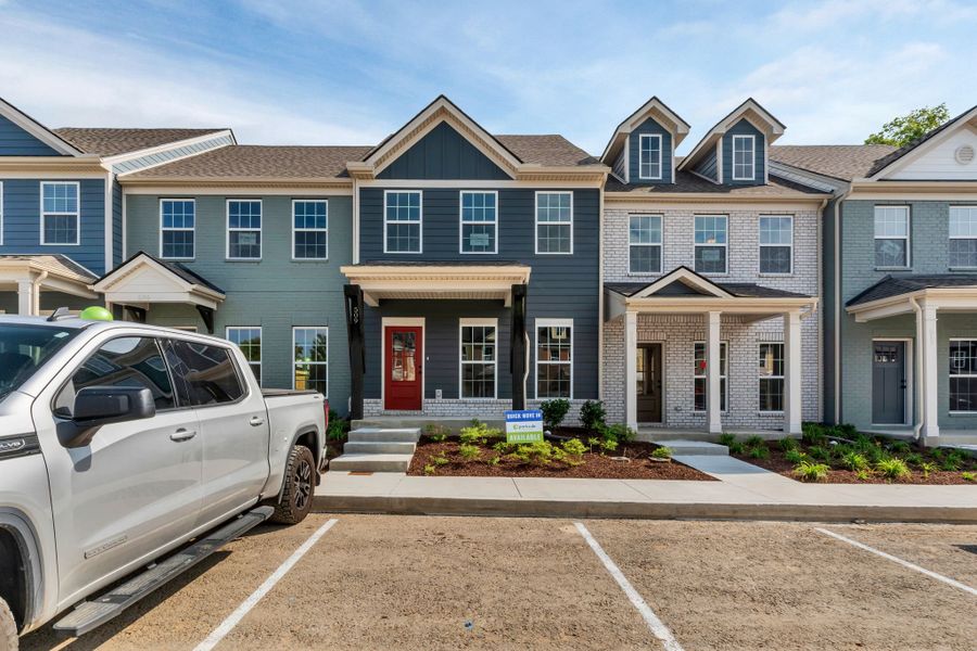 Front exterior of a new home in Oxford Station, Gallatin, TN, highlighting curb appeal (Image 16). Front exterior of a new home in Oxford Station, Gallatin, TN, highlighting curb appeal (Image 16).