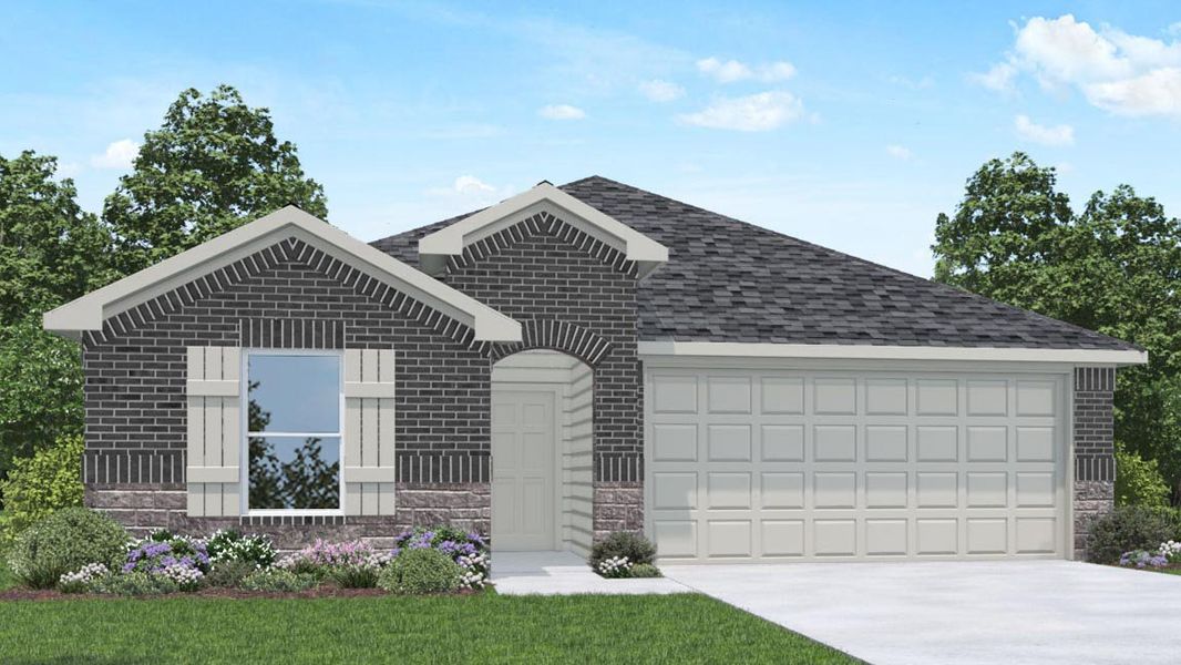 Representative exterior photo of a completed home built from the Easton by D.R. Horton in Sunterra Lakes, Brookshire, TX (Image 2). Representative exterior photo of a completed home built from the Easton by D.R. Horton in Sunterra Lakes, Brookshire, TX (Image 2).