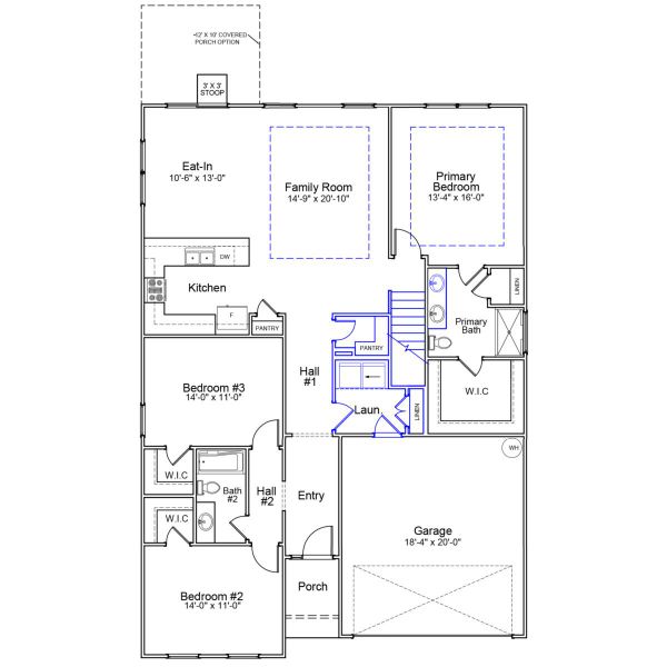 2D floor plan layout of this home in Citadel Point at Southbridge, Sneads Ferry, NC (Image 4).
