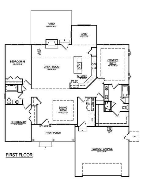 2D floor plan layout for the Merion by Bill Clark Homes in The Villas at Langston Farms, Winterville, NC (Image 3). 2D floor plan layout for the Merion by Bill Clark Homes in The Villas at Langston Farms, Winterville, NC (Image 3).