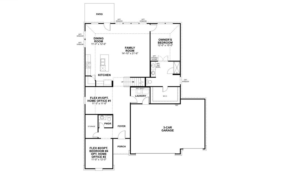 2D floor plan layout for the Barbosa by M/I Homes in Hickory Ridge, Elmendorf, TX (Image 3).