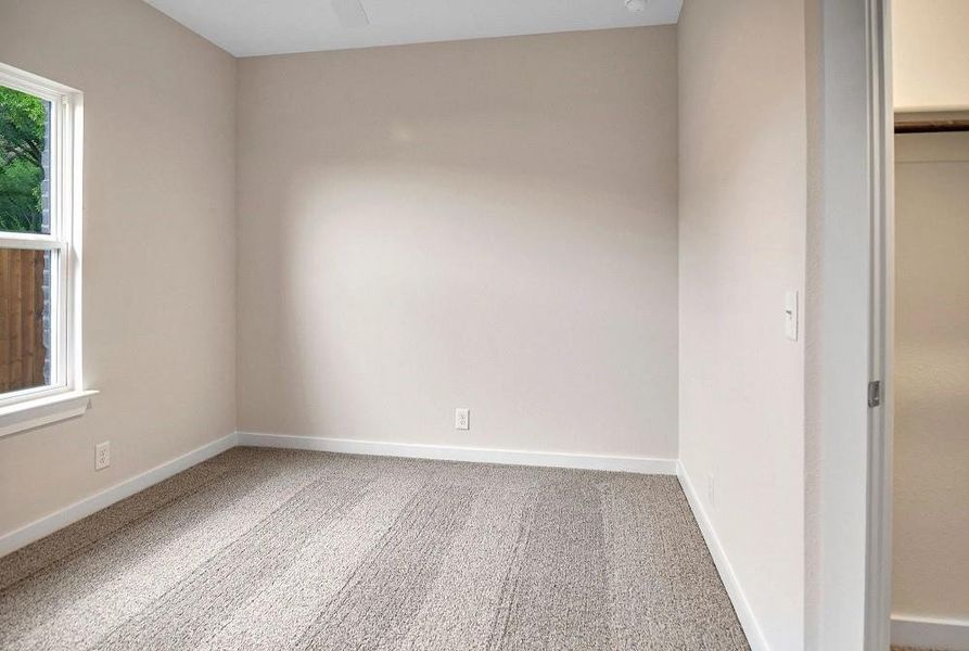 Carpeted empty room with baseboards Carpeted empty room with baseboards