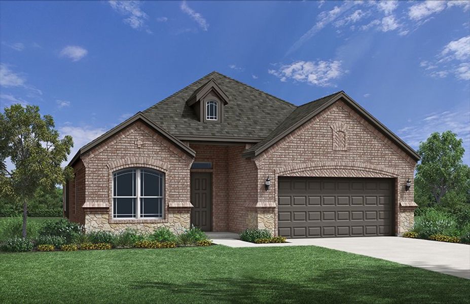 Representative exterior photo of a completed home built from the Austin by Windsor Homes in Walton Ridge, Corinth, TX (Image 1). Representative exterior photo of a completed home built from the Austin by Windsor Homes in Walton Ridge, Corinth, TX (Image 1).