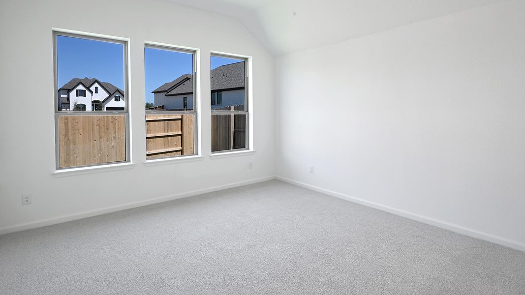 Carpeted spare room with baseboards and lofted ceiling Carpeted spare room with baseboards and lofted ceiling