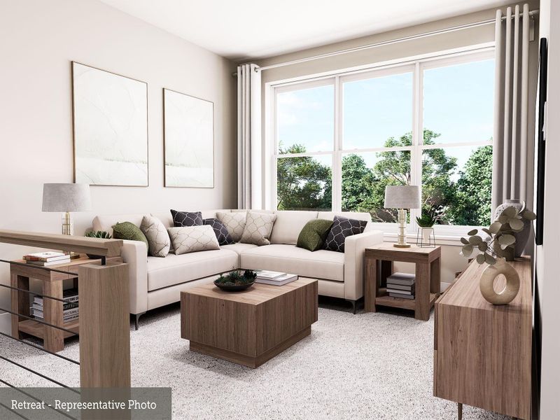 Furnished interior view inside a new home in Easthaven at Bridgeland Central - Vision Collection, Cypress (Image 5).