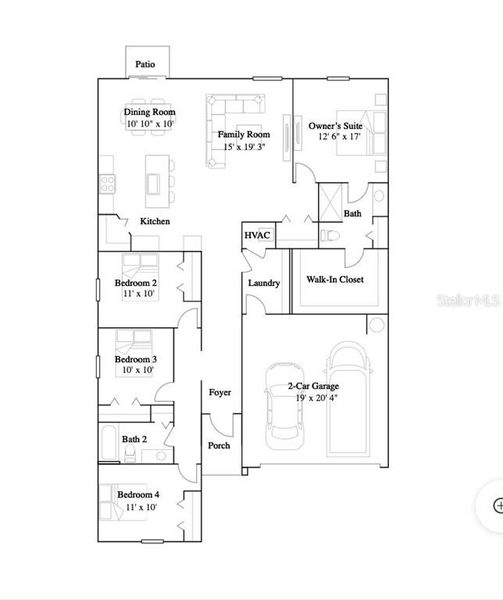 2D floor plan layout of this home in Tara Forest East, Alachua, FL (Image 2).