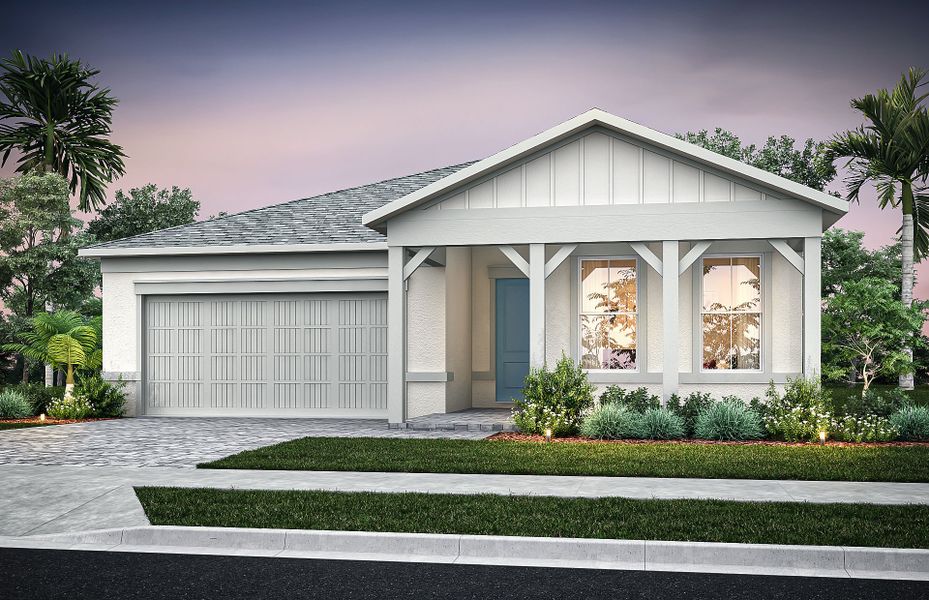 Representative exterior photo of a completed home built from the Prestige by DiVosta in Emerson Oaks, Vero Beach, FL (Image 21).