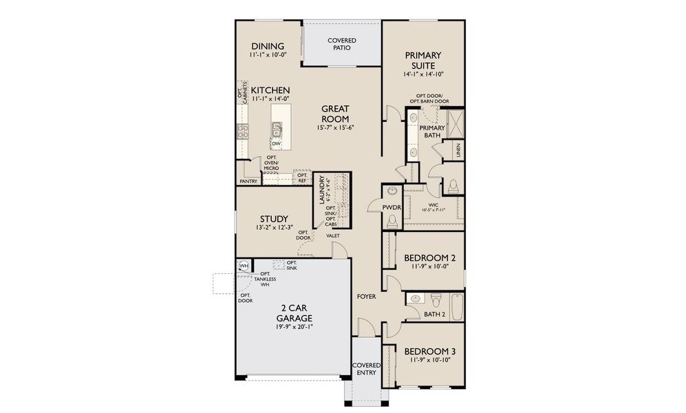 2D floor plan layout for the Larkspur by Ashton Woods in Aloravita, Peoria, AZ (Image 4).