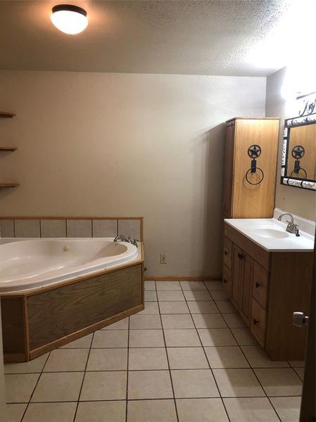 Master bath with huge tub and walk in shower Master bath with huge tub and walk in shower